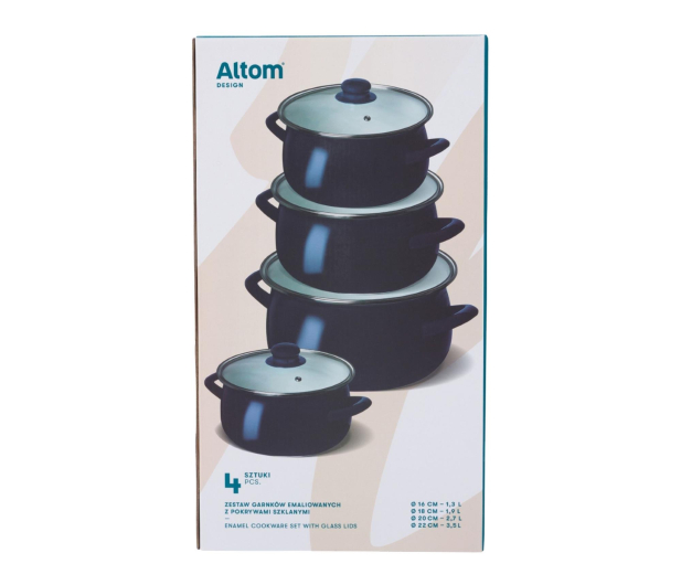 Altom Zestaw garnków emaliowanych 16/18/20/22 cm granat indukcja - 1611115 - zdjęcie 3